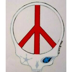 Grateful Dead Original Car Window Decal Skeleton Skull Peace Symbol 1990 Groovy